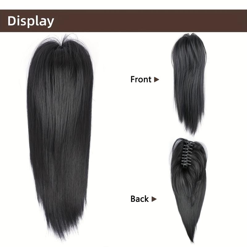 Product Introduction of 16inch A Messy Hair Bun Ponytail Claw Clip Hair Extension High Bun Hair Claw Clip Straight Short Ponytail Wig Piece Female Wig 1