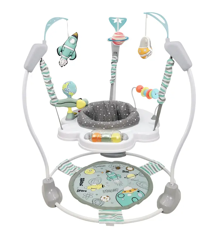 LADIDA Stationary Jumperoo Baby Bouncer Chair Acrobat - 360° Rotating Seat, Musical Toys, and Adjustable Heights (Space Tour Grey) baby  essentials baby  rocker 0