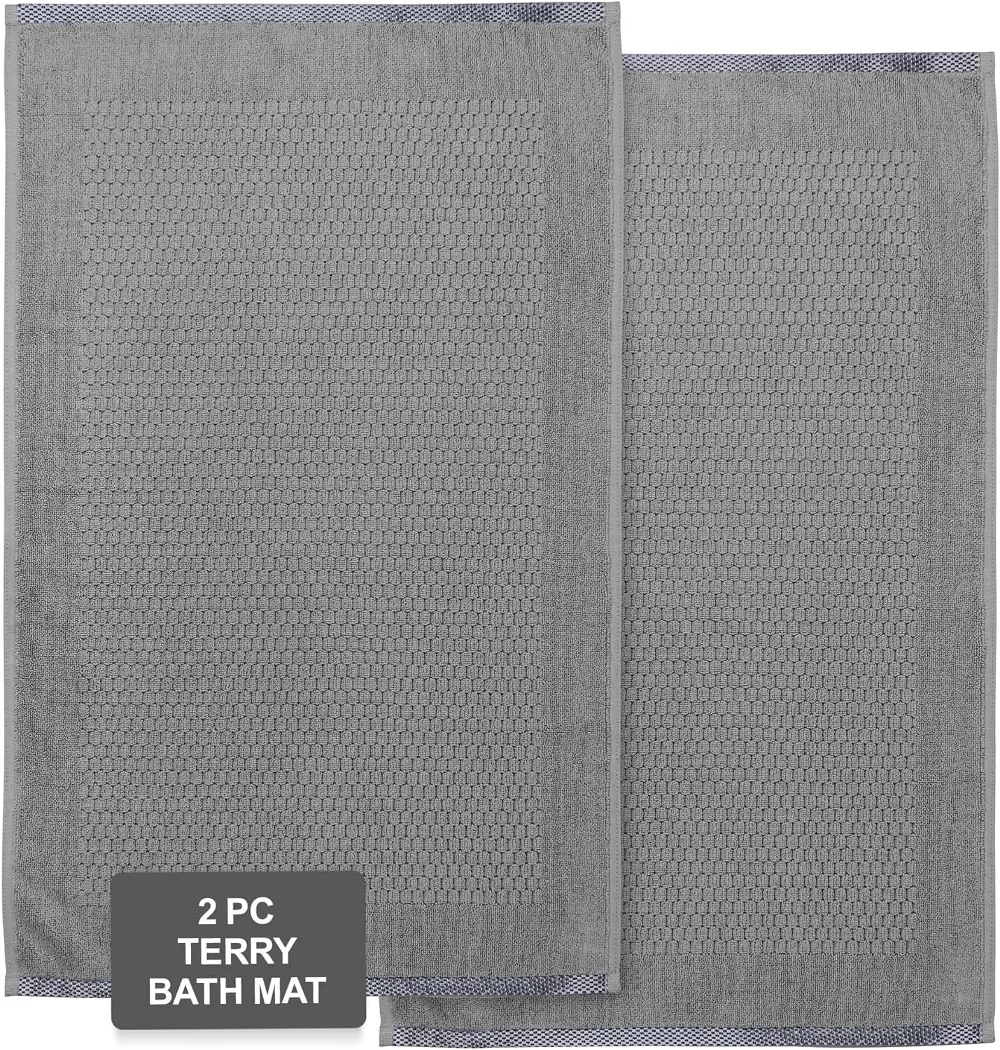 Weave Essentials 2 Pc Terry Bath Mat - 50x80cm, 100% Ring Spun Cotton Shower Mat, Luxury Plush & Premium Bath Mats, High Absorbent & Machine Washable Bathroom Mat Multicolor