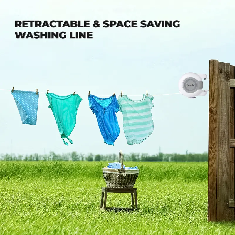 30m Retractable Clothes Reel Double Washing Line Wall Mounted Outdoor Accessories Laundry 8