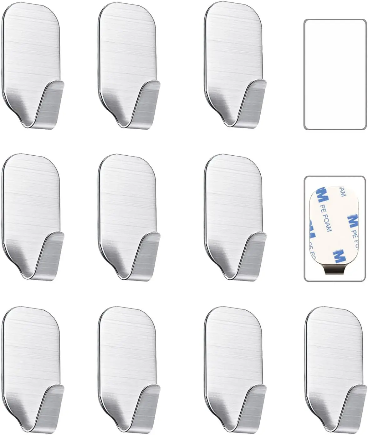 Small Sticky Hooks for Hanging Extra Strong Self Adhesive Hooks Heavy Duty Stick On Hooks for Walls, Wall Hangers Without Nails, Pack of 10