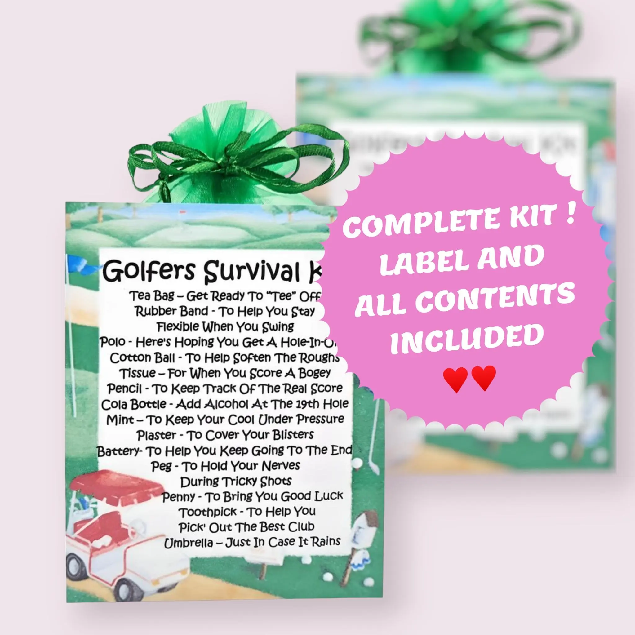 Golfers Survival Kit ~ Fun Novelty Gift & Greetings Card Alternative | Birthday Present | Thank You | Golfer Gifts | Personalised Keepsake