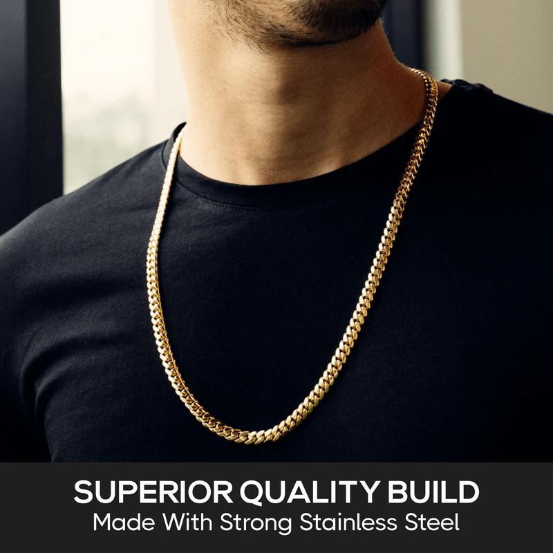 Silver Men's Curb Chain Necklace - Stainless Steel 3-15mm Widths, 14-30" Lengths - Jewellery for Men - Cuban Y2K 4