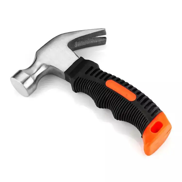 8oz Stubby Hammer Diy Short Soft Rubber Handle Cushion Grip Claw Nail with Nail