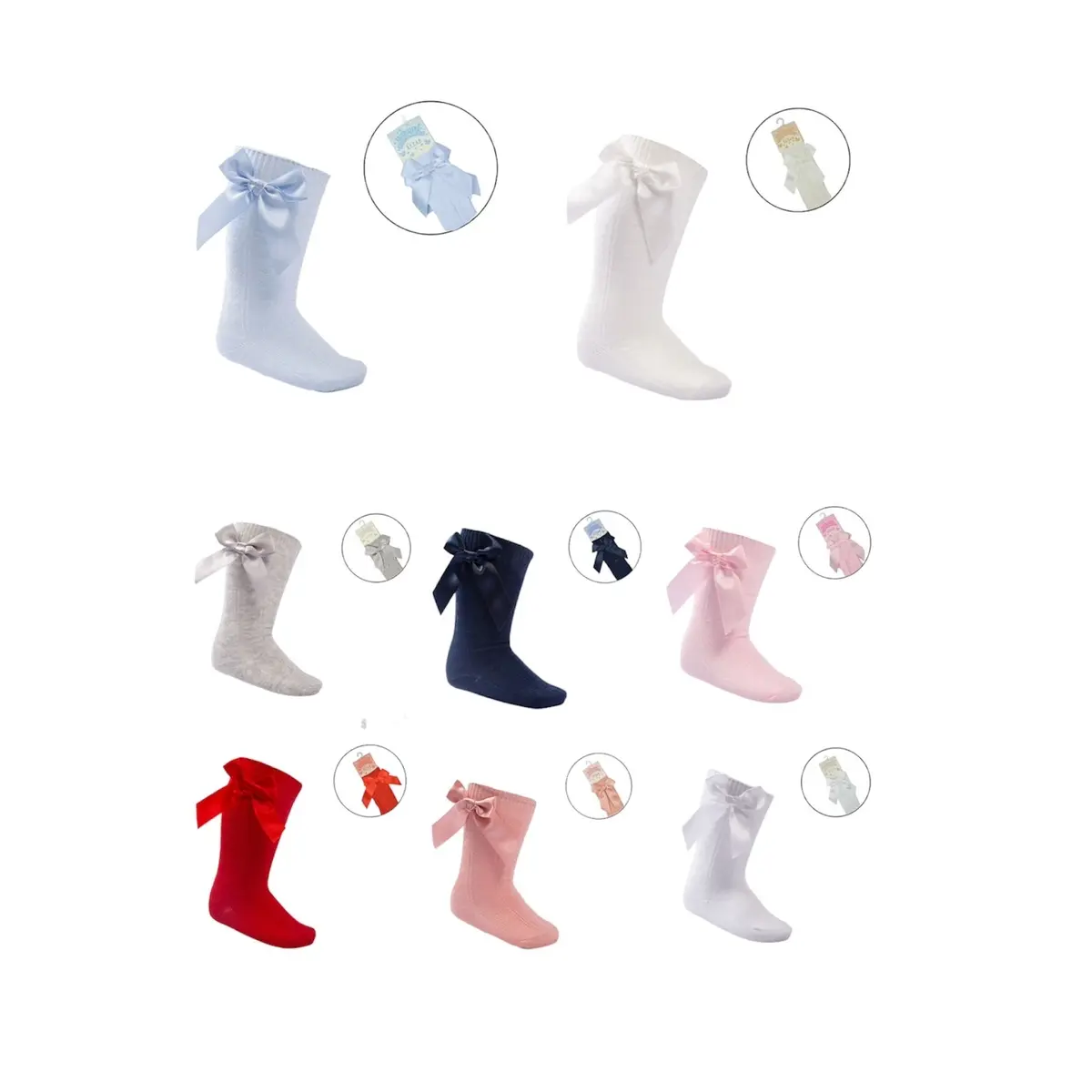 STM Boutique Baby Adorable Knee Length Socks with Satin Bow, Soft and Comfortable, 0-24 Months