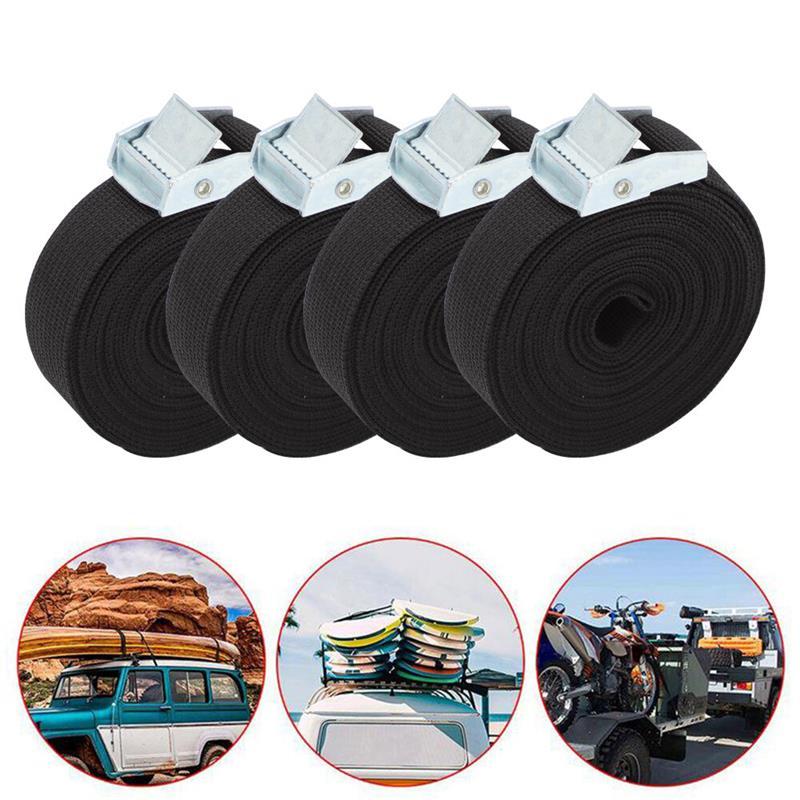Set Of 4 Lashing Straps Cargo Luggage Tie Down Cam Buckle Roof Rack 5m x 25mm 5