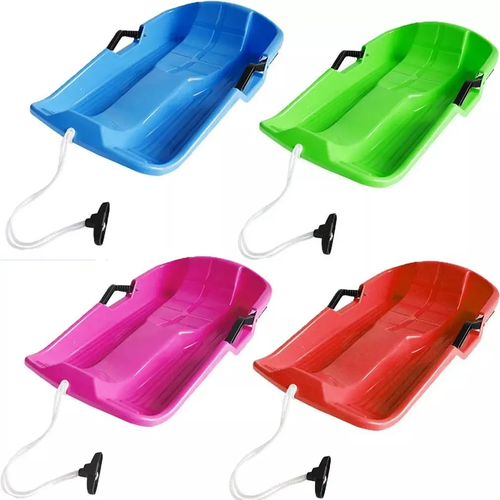 Heavy Duty Snow Sledge Kids Toboggan with Rope & Side Brakes 4 Colours Sleigh