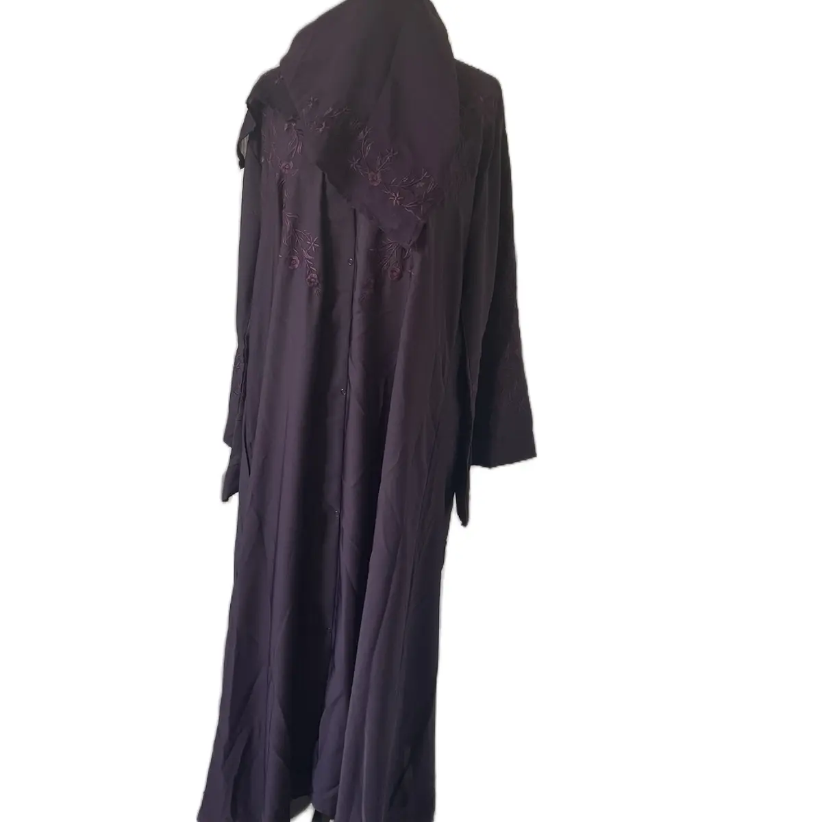 Purple/plum embroidered abaya