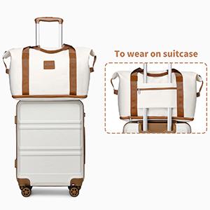 Product Introduction of [55%OFF]Travel Luggage Sets of 6 Piece Lightweight ABS Hard Shell Trolley Case with TSA Combination Lock 20" 24" 28" Suitcase + 12" Beauty Case + Duffel Bag & Toiletry Bag (Cream White) bundle personalised 22