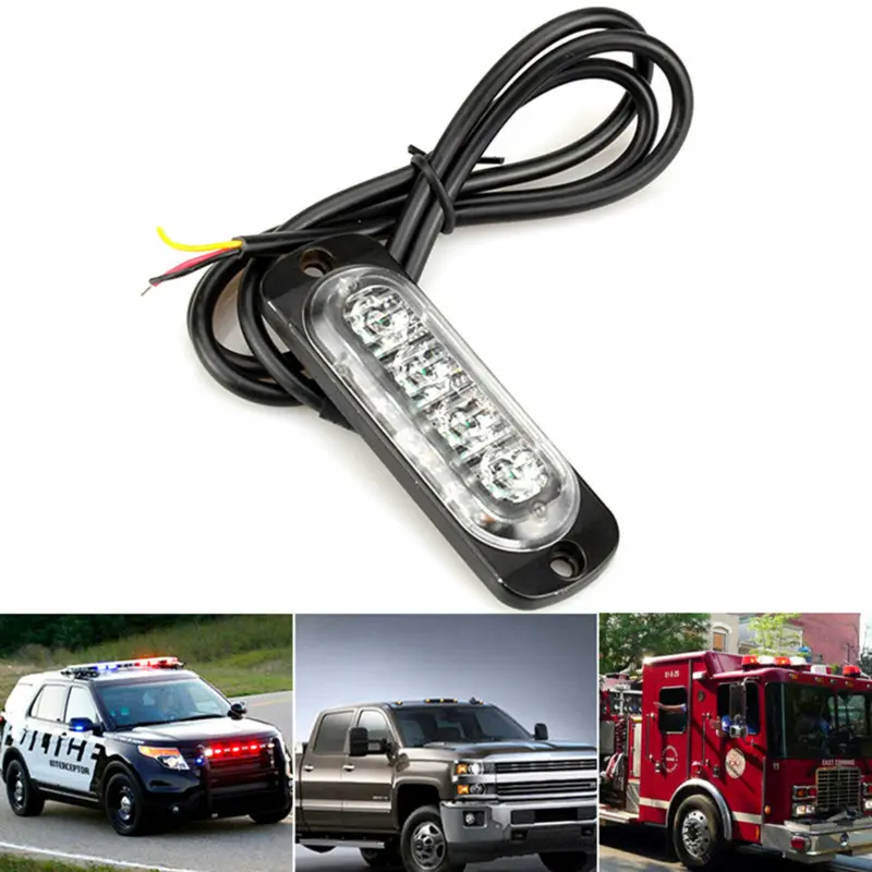 4x 4 LED Amber Recovery Strobe Flashing Grille Light Lightbar Truck Beacon Lamp 8