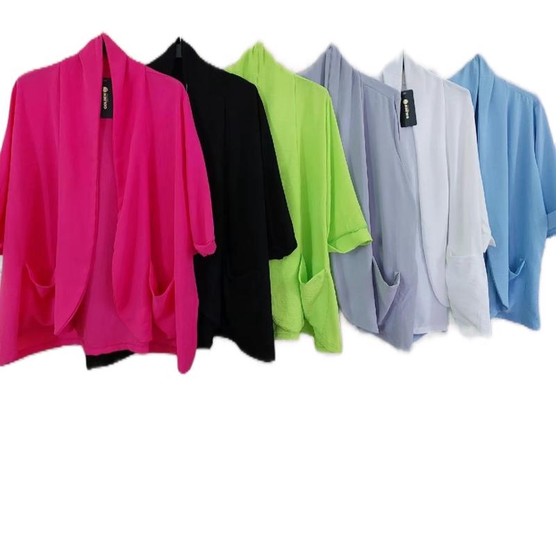 Women’s  Lightweight Duster Jacket Double Pocket Blazer Jacket  Casual Comfort Fit Summer Cardigan  Two Pockets 12-24Womenswear Jacket Tops Polyester Dress Coats Piece Outerwear Sleeve 1
