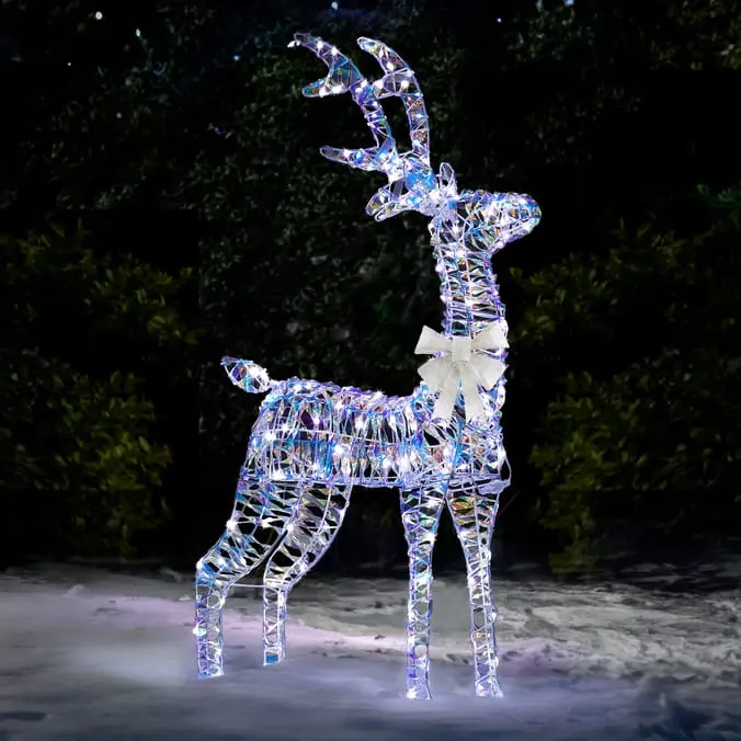 Prestige 1.1m LED Iridescent Reindeer for Magical Christmas Décor Reflective Standing