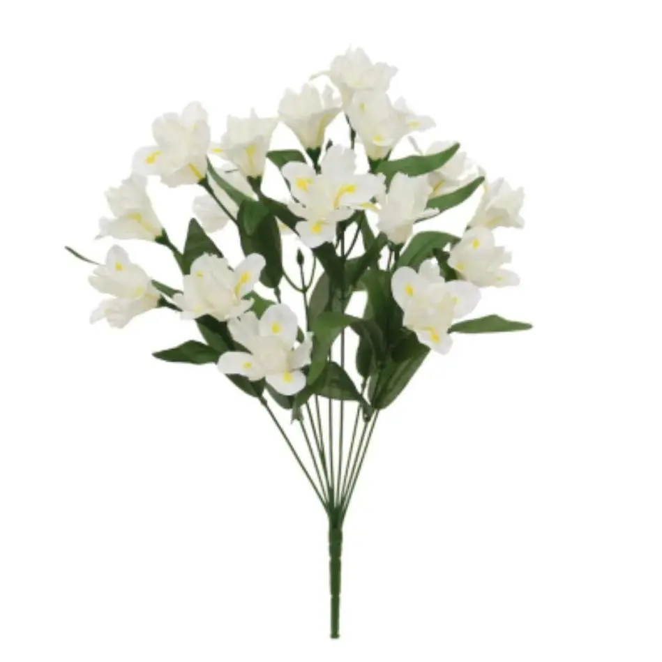 45cm Artificial Iris bush Ivory.  Display bouquet craft home decor vase filler faux fake flowers