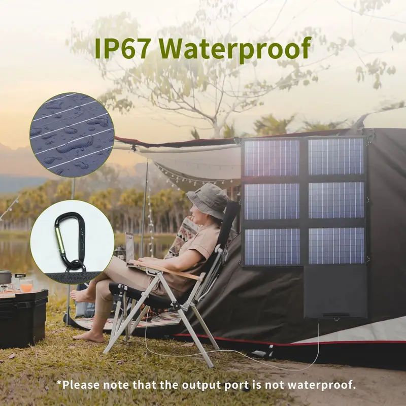 ALLPOWERS Solar Panel 60W Foldable Solar Charger with 18V DC+USB-C 60W+USB-A*2 for Powerstation ,Camping, Laptop, Phone, Riding 3