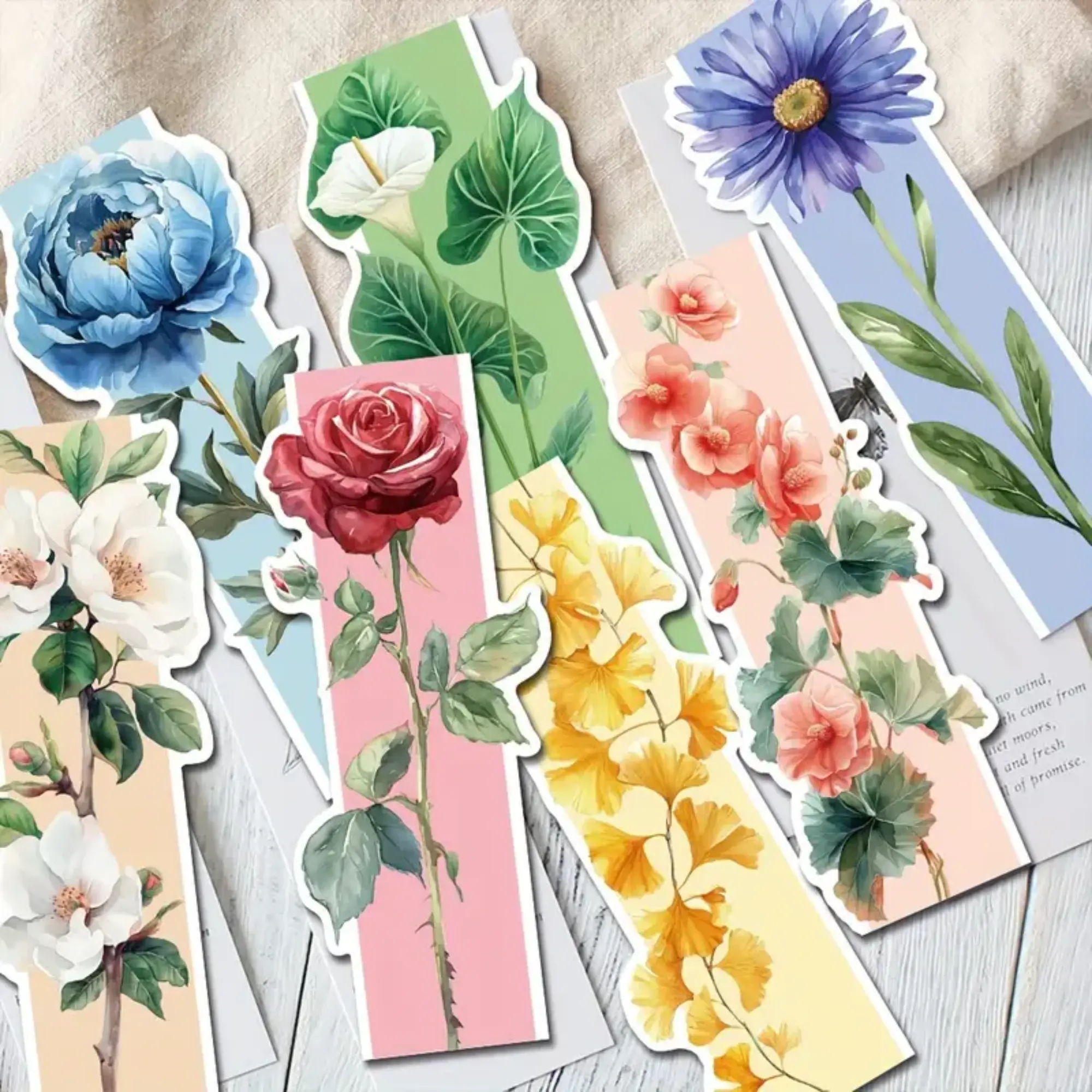 Pack of 3 Floral Bookmarks Set - Assorted Designs Paper Page Markers for Books
