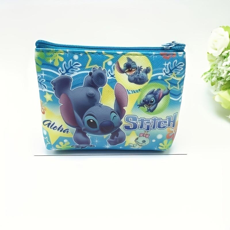 Product Introduction of Stitch Themed Wallet - Colorful Cartoon Print Mini Coin Purse with Zipper, PU Material, Portable Card Holder Keychain Accessory 1