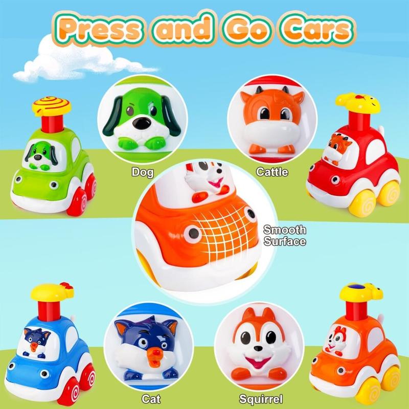 Toddler Toy Cars, Amy&Benton Car 1 year old，Baby Toy Car Assorted 4PCS Press & Go Toy Car Gifts for Baby Boys 1 2 Years Old 4