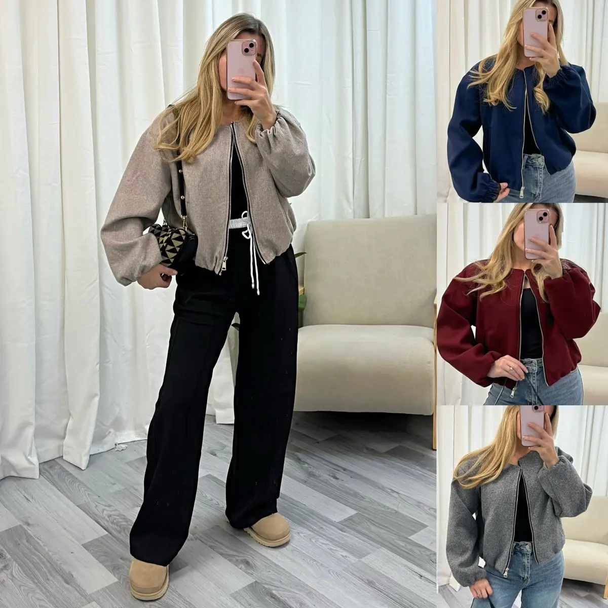 AMELIA Bomber Jacket,Balloon Style, SIZE UK 6-14 , Women's Jacket, Women's Coat, Women's Autumn & Winter Daily Wear
