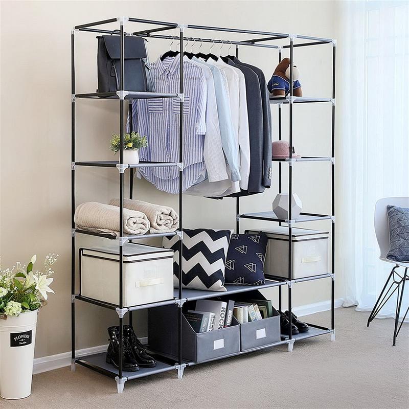 69" Portable Clothes Closet Wardrobe Storage Organizer with Non-Woven Fabric Quick and Easy to Assemble Extra Strong and Durable Black 3