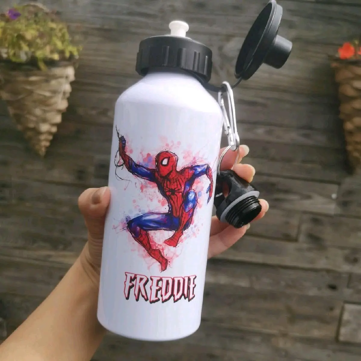 Personalised Spider man Children's Water Bottle Aluminium School Bottle