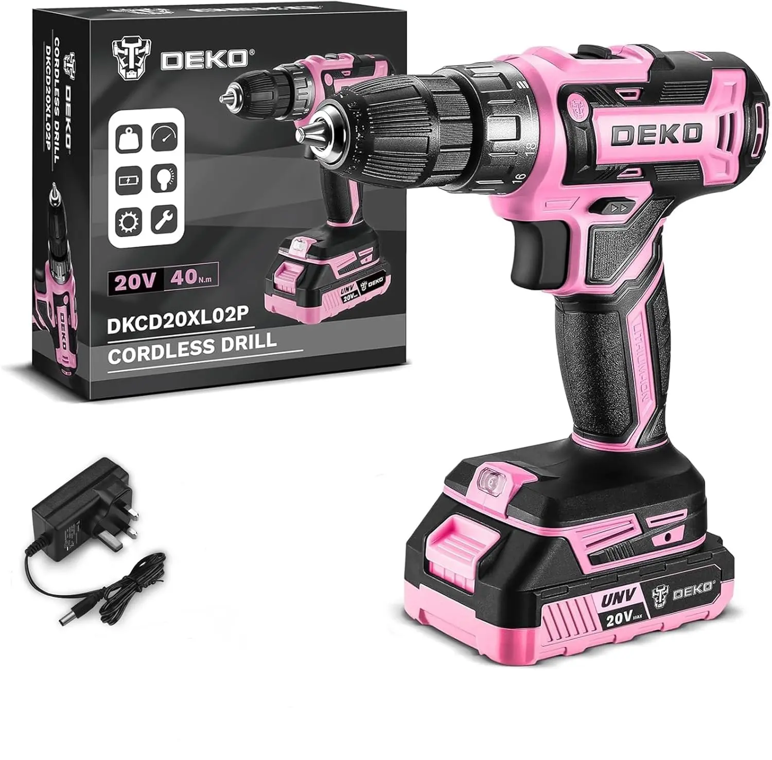 Power Drill Cordless : DEKOPRO 5 Colors Cordless Drill 20V Electric Power Drill Set Tool for Men Women Drills Cordless with Battery and Charger Drill Driver 20 Volt Drill Driver Kit