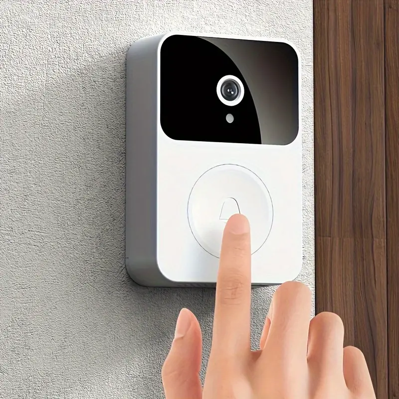 1pc SMCM Wireless Video Doorbell with HD Camera, Wide Angle, Intelligent Voice Intercom, WiFi Enabled, Battery/USB Dual Power, ≤36V, 600mAh Rechargeable Lithium Polymer Battery, App Control, HD Night Vision, 2.4G WiFi Only 1