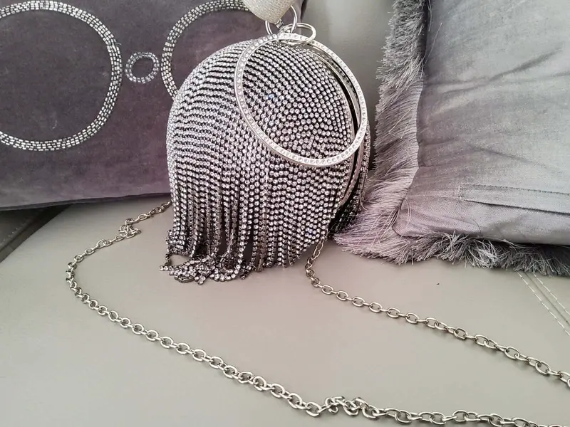 "Mariah"  Rhinestone covered globe Clutch/Evening Bag with Ring handle 2