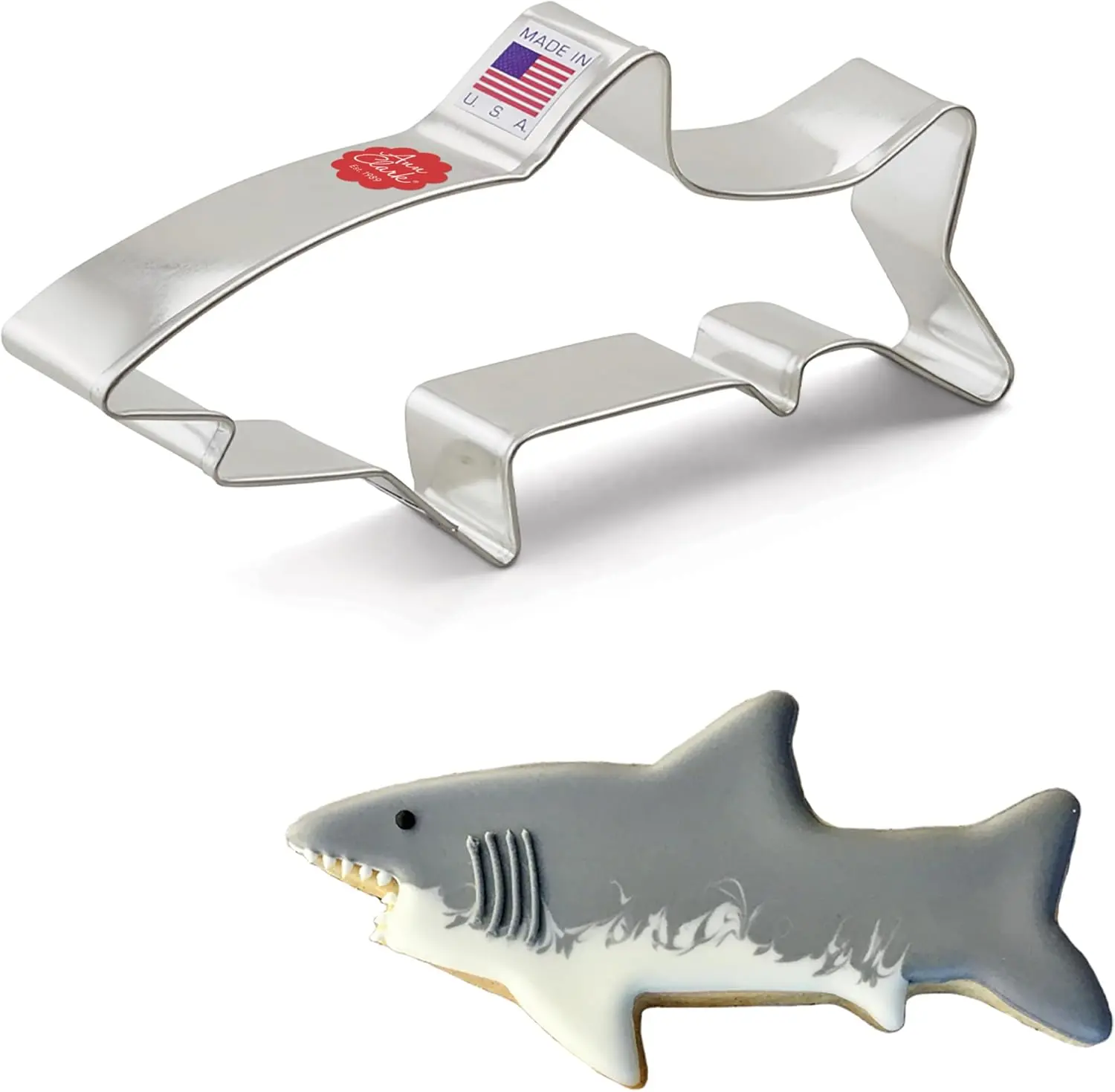 Shark Cookie Cutter 14.6 cm, Made in USA by Ann Clark Non-Slip Design - Tin, Kids