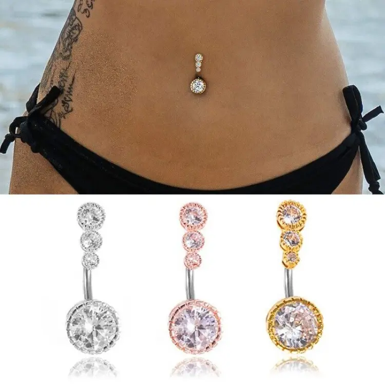 Belly Navel Button Bars Body Bar Piercing Jewellery Gem Ring Crystal Rings