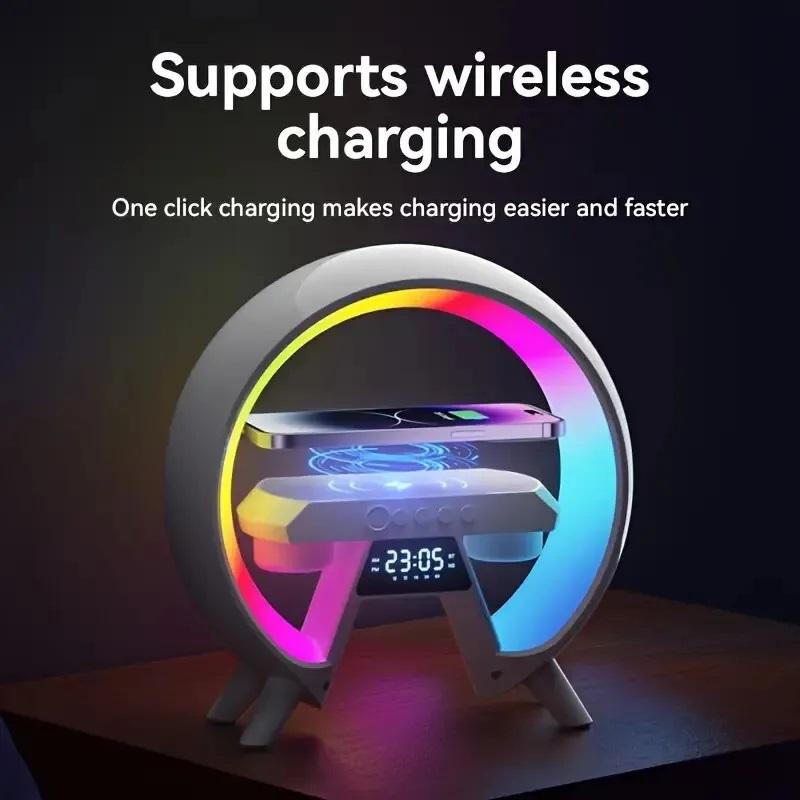 LED Smart Wireless Charger Clock Alarm Night Light Lamp Bluetooth Speaker RGB Audio USB Charging Rechargeable Button Computer chargers   Smartphone 4