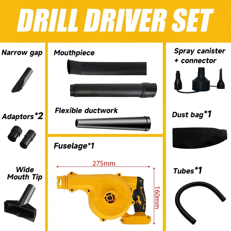 (Battery Not Included)Cordless Leaf Blower Compatible with 20V Battery, 2-in-1 Electric Leaf Blower & Vacuum, Small Leaf Blower for Lawn Care, Dust, Pet Hair, Car 6
