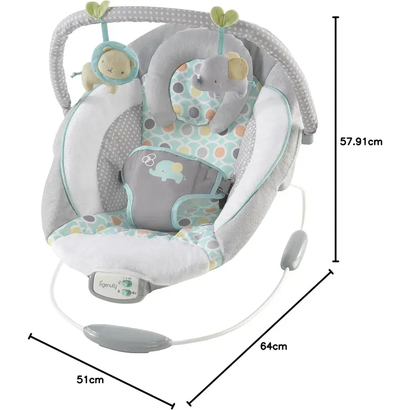 Soothing Baby Bouncer Chair with Soothing Vibrating Infant Seat, Morrison - 8 Melodies, Removable Toy Bar with 2 Plush Toys, Volume Control, 3-Point Harness, Newborn 0-6 Months 8