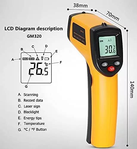 Digital Thermometer Infrared Gun IR Laser LCD Temperature Non-Contact Meter Gun 3