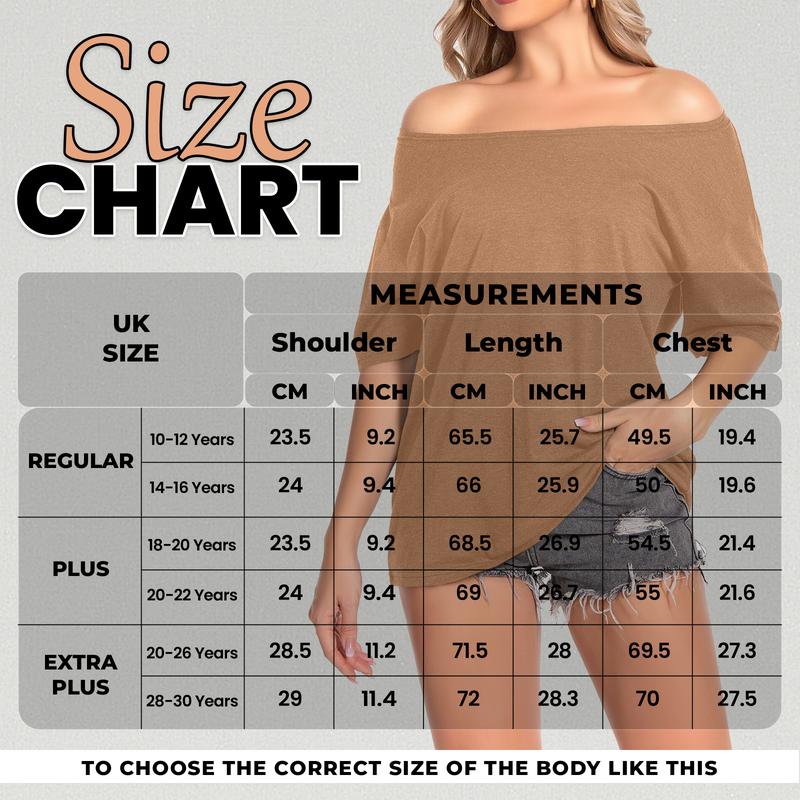 New Womens Off Shoulder Plain Oversized Slash Neck Baggy Tee T-Shirt Top Comfortable Fit Sleeve Summer Womenswear Casual 6