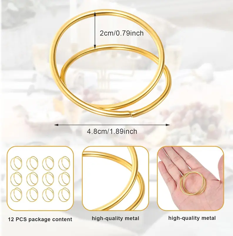 12 Pcs Gold Napkin Rings, Metal Spiral Napkin Rings, Gold Napkin Holders Buckles for Family Dinner, Wedding, Party, Table Decorations 2