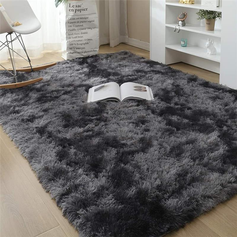 Rugs Floor Mat Large Shaggy Rug for Bedroom and Living Room, Anti-Slip Soft Carpet, Modern Style, Polyester Material silver durable multi  colour 6