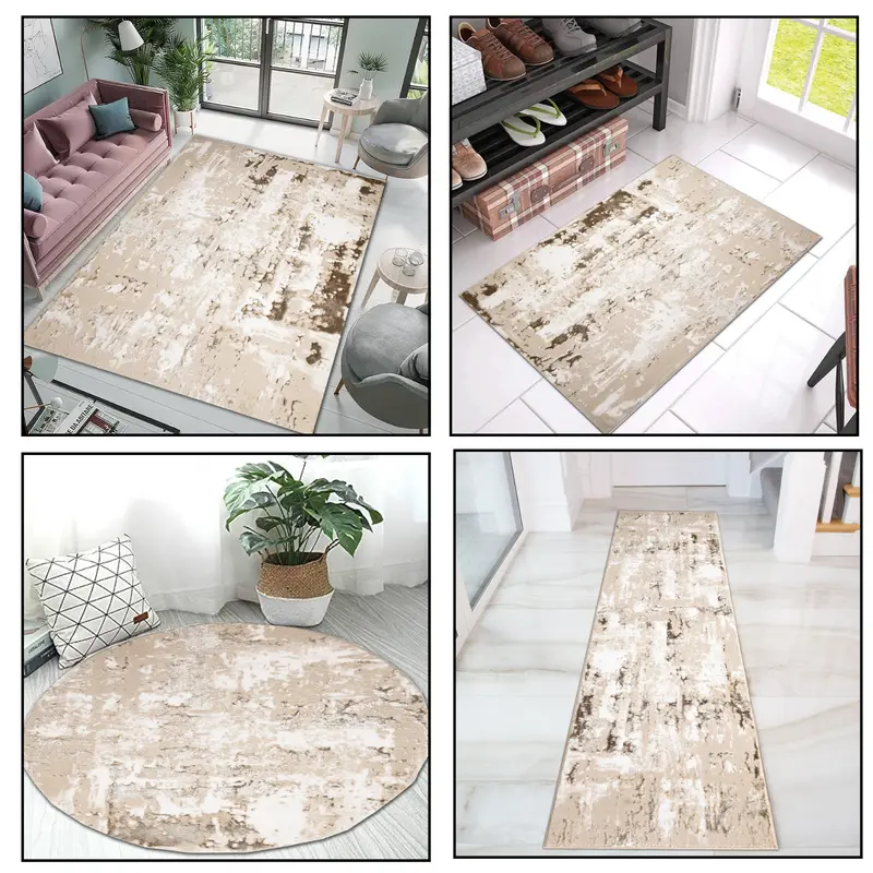 Luxury Anti-Skid Abstract Design  washable  Area Rug Modern  navy Color Rugs Large Area Rugs for Living Room & Bedroom Runner Rugs  carpets  for Hallways Entrance  Circular Round Rugs Floor  mats & rugs 4