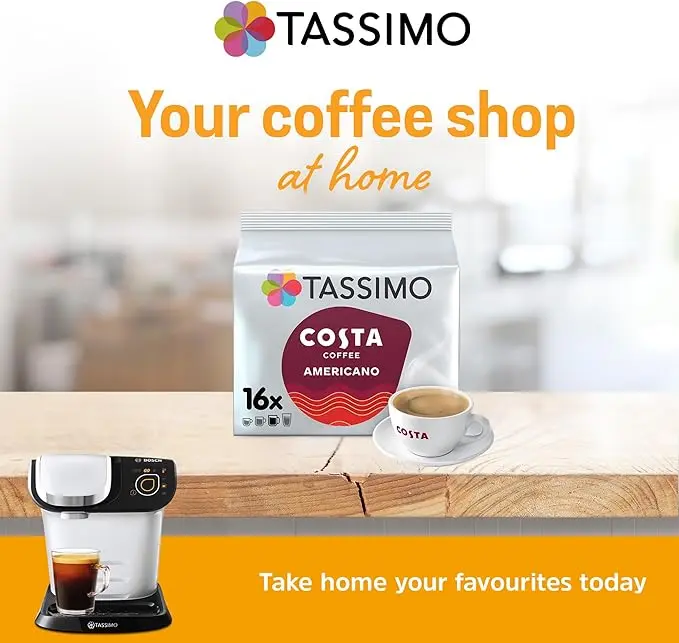 Tassimo Costa Americano Coffee Pods x16 (Pack of 5, Total 80 Drinks) Beverage Bean 2