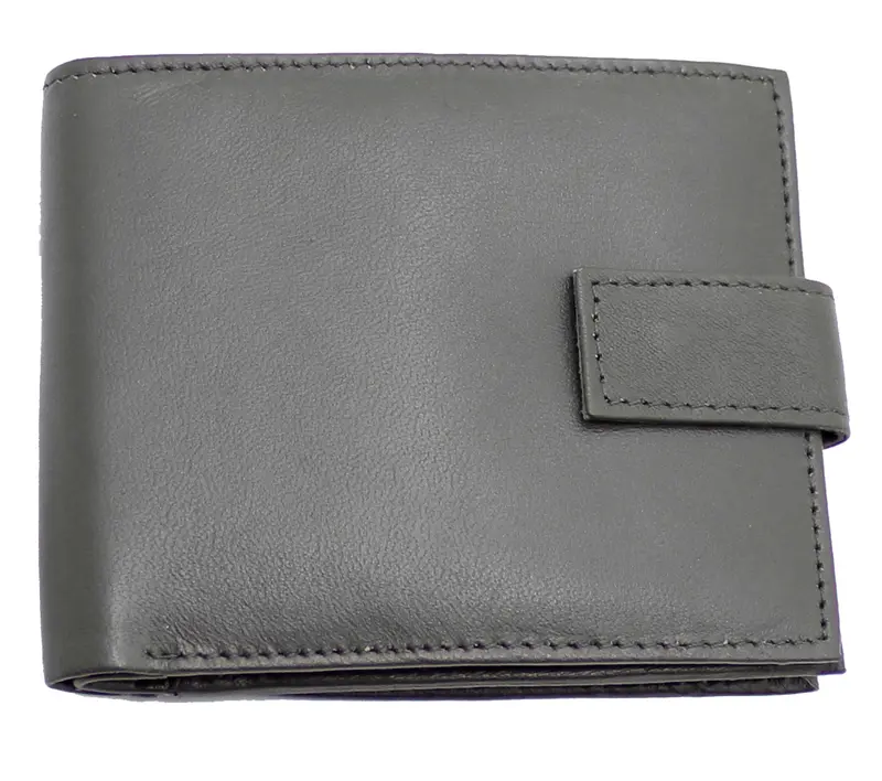 Mens Soft Real Leather Money Wallet RFID Protected Credit Card Holder, ID Window & Side Secured Zipped Coin Pocket 44 6