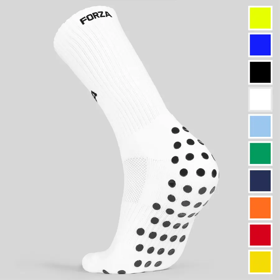 FORZA Sports Grip Socks [XS-XL] | Unisex Mid-Calf Length Socks with Cushioned Soles & Silicon Grips - Perfect for Footballers or Athletes Seeking Grip, Comfort and Foot Support