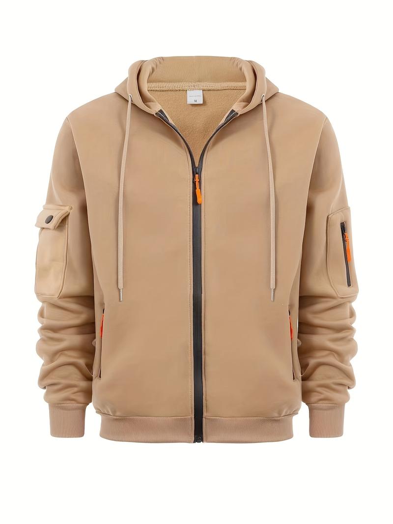 Product Introduction of Trendy Solid Color Hooded Long Sleeve Zip Up Sweatshirt Jacket - Fashion Hoodies with Chic Design, Comfy Sports Wear for Casual Occasions - Soft, Breathable, and Stylish Menswear Tops 20