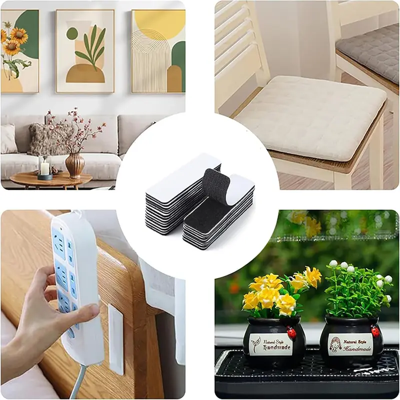 40 Pack Hook and Loop Tape Heavy Duty 1x4 Inch Double Sided Strips Strong Tape Self Adhesive Reusable Hook Loop Mounting Tape for Walls Doors Tables 6