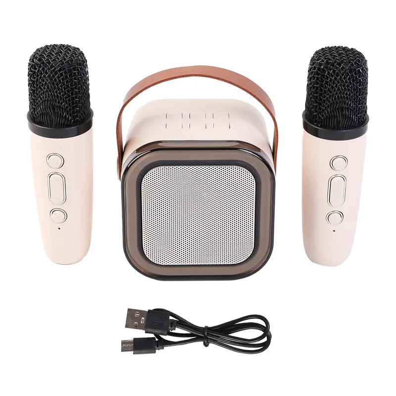 Mini Bluetooth Karaoke Machine with 2 Wireless Microphones and RGB Colorful Light, USB Rechargeable Stereo Sound KTV Karaoke Speaker Sound System Audio for Kids Adults Gifts, Birthday Present, Children's Day Gift For Girls Boys 2