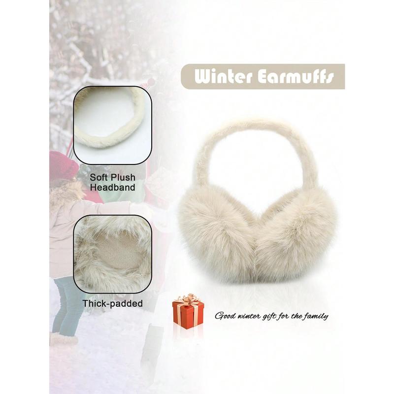 FADZOYLE 1pc Winter Earmuffs Foldable Muffs Fluffy Fluffy Ear Windproof Warmers Cute Ear Covers Adjustable Headband With Fuzzy Thermal Lined Furry Winter Earmuffs Outdoor Sport Skiing 4