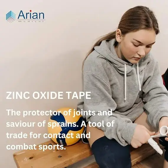 AriaTape Zinc Oxide Adhesive Tape 4 Rolls - 1.25cm X 10m High Strength Athletic Tape, Blister Prevention Tape | Sports Strapping Tape & Shoulder Tape for Rugby, Gym, Weightlifting White 5