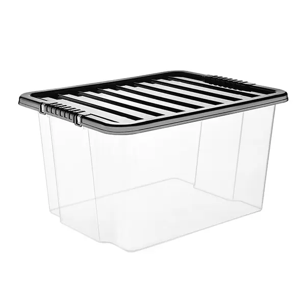 30 Litre Box with Black Lid Organiser Plastic Household plastic  storage  box