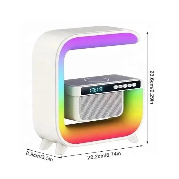 Wireless Charging Speaker,Alarm Clock Intelligent Led Lamp, Multifunctional Wireless Charger Night Light Lamp, Atmosphere Lamp with Bluetoth Speaker for Bedroom, Room Decor, Gift, Party Audio Bluetooth Cable Devices Gadget 4