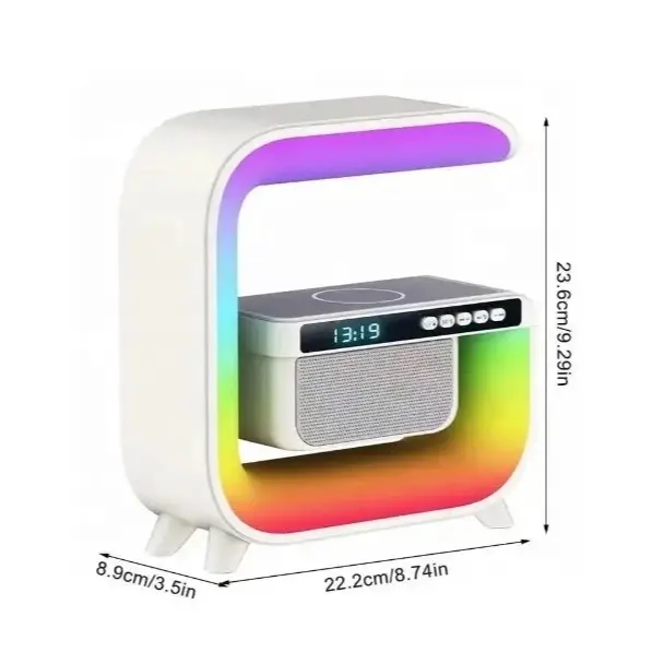 Wireless Charging Speaker,Alarm Clock Intelligent Led Lamp, Multifunctional Wireless Charger Night Light Lamp, Atmosphere Lamp with Bluetoth Speaker for Bedroom, Room Decor, Gift, Party Audio Bluetooth Cable Devices Gadget 4