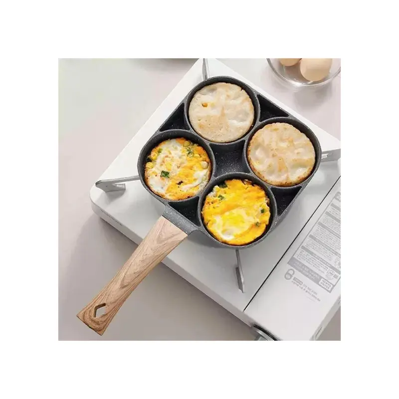 4 Hole Frying Pot Pan Non-stick Egg Pancake Steak Hamburg Omelet Pan Breakfast Frying Pan Cooker Cookware 2