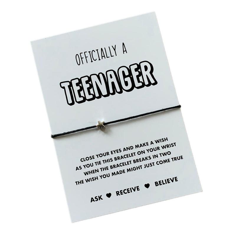 Teenager wish string bracelet Teenager gift 13th birthday gift Present for turning 13 Gift for becoming a teenager Teenage present Teenager card Teenager bracelet 13th birthday gift 13th birthday card Officially a teenager gift 6